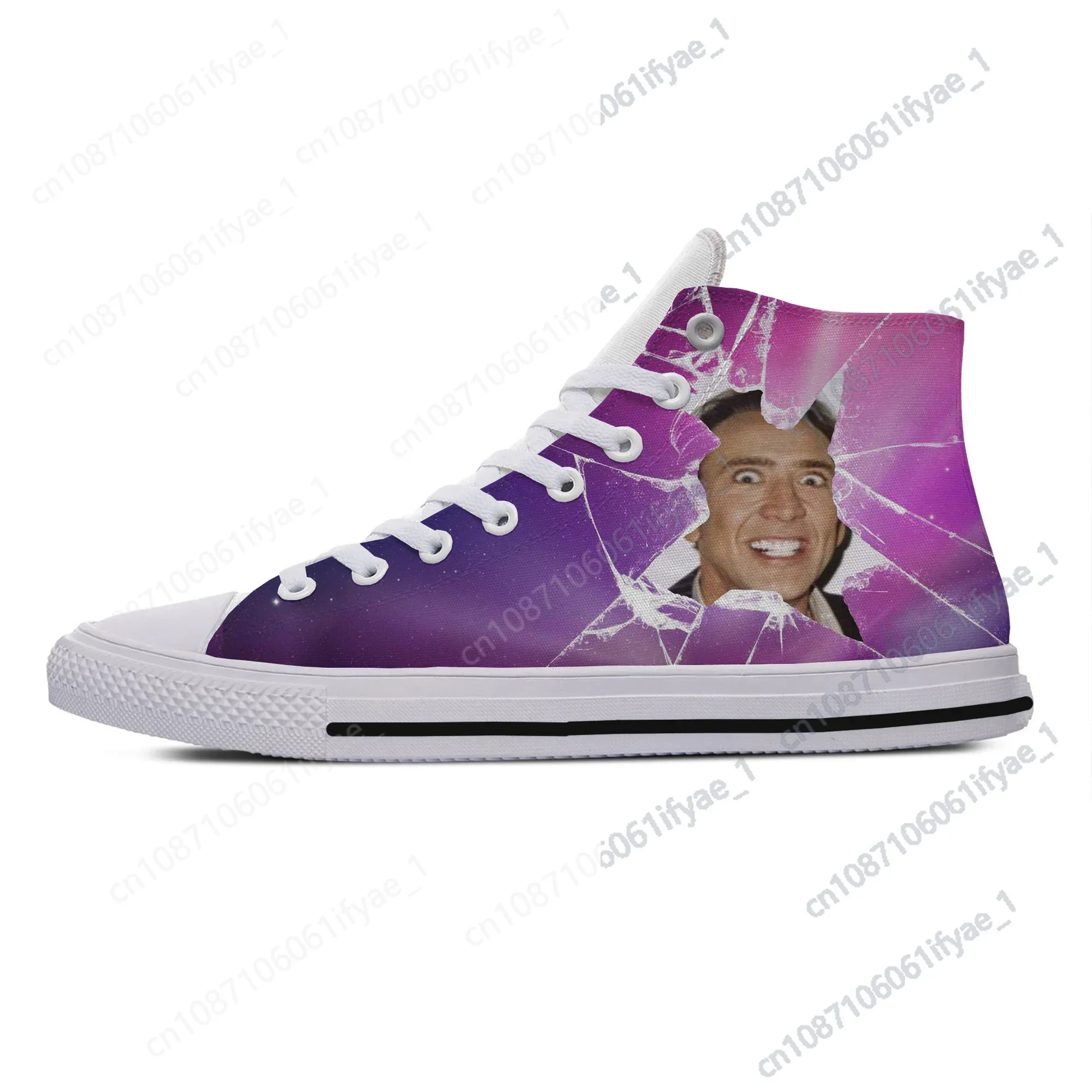 

Hot Summer Jumper Shoes Men Women Nicolas Cage Crazy Funny Stare At You Fashion Canvas Shoes High Help Classic Board Shoes