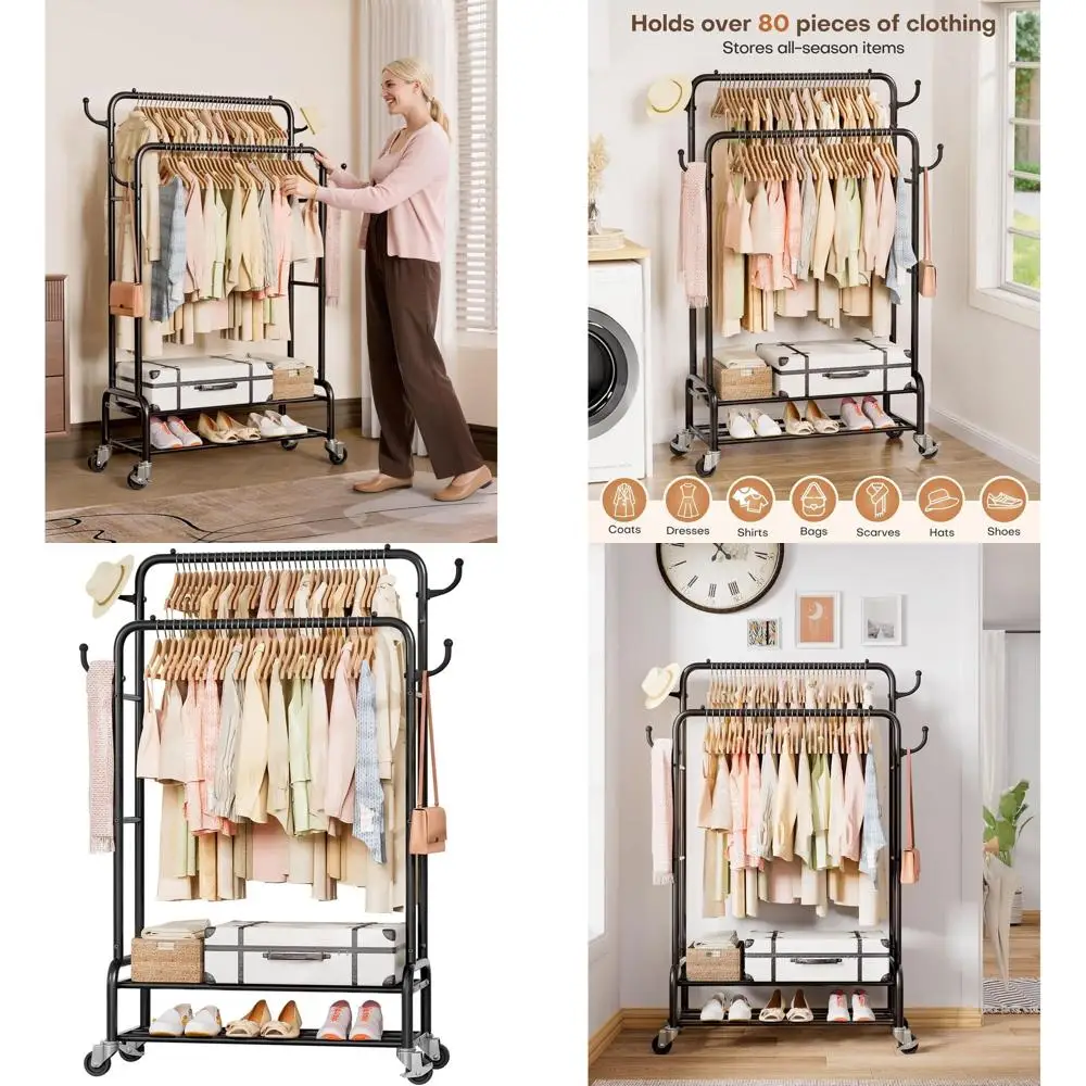 

Прочная металлическая двухстоечная вешалка для одежды – грузоподъемность 120 кг для хранения и демонстрации одежды