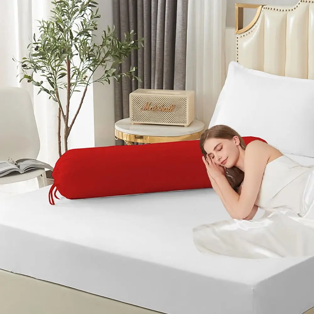 Solid Color Long Cylindrical Pillowcase Removable Durable Bedroom Neck Bolster Pillowslip Household Washable Pillow Case
