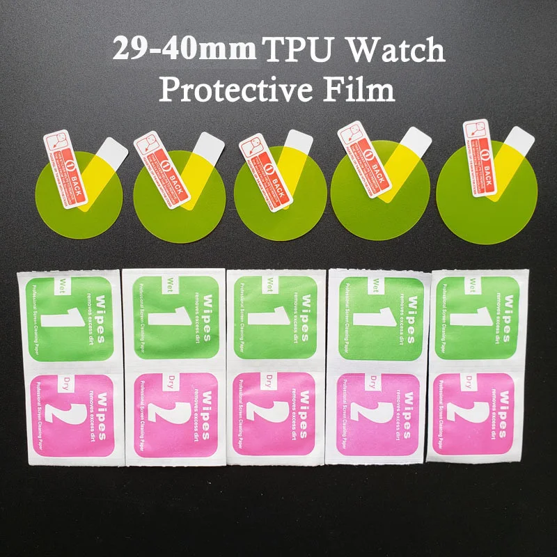 Protector de pantalla de reloj a prueba de agua, película transparente suave redonda de TPU, 29mm, 30mm, 31mm, 32mm, 33mm, 34mm, 35mm, 36mm, 37mm,