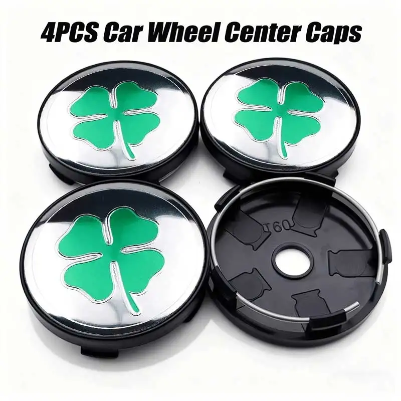 4PCS Universal Car Wheel Hub Center Caps Rim Cover Four-Leaf Clover Logo Badge Emblem Stickers Car Styling Accessories