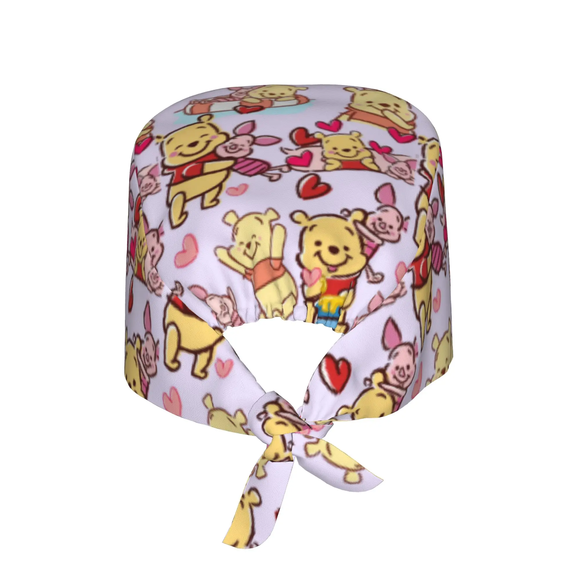 Custom Winnies Anime Poohes Working Cap Surgical Hats Women Men Bears Cartoon Operating Room Cap Nursing Cap Lab Works Hat