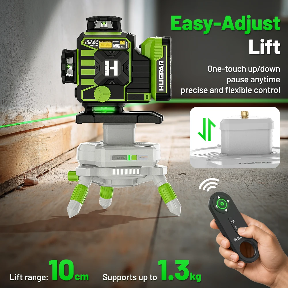 Huepar Level Accessories Adapter AT5 Electric Adjustable Laser Level Rotating Base with Remote Control &1/4'', 5/8'' Thread Moun