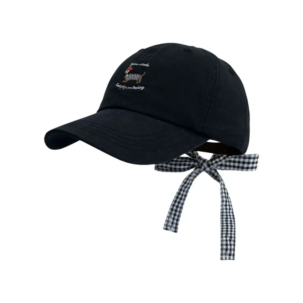 Neue Atmungsaktive Baseballkappe mit Schleife, Sonnenschutz-Entenschnabelmütze im Koreanischen Stil, Bestickter Hunde-Sonnenhut für Frühling/Sommer – Detail 5