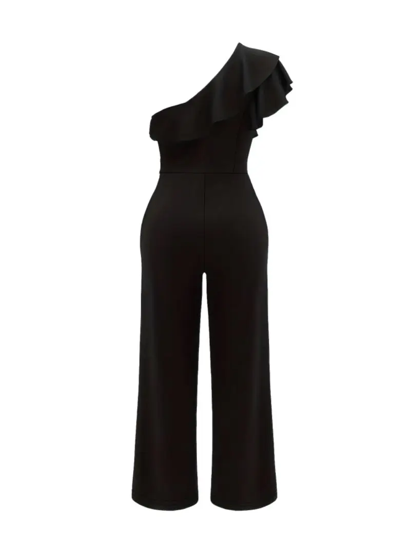 New hot  selling  Shaping One-Piece Jumpsuit Women's Plain Single Shoulder Ruffle European Style Fashion