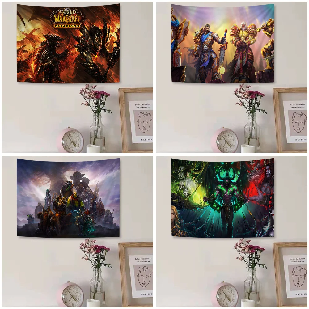 W-World Of W-Warcraft Anime Tapestry Hippie Flower Wall Carpets Dorm Decor Wall Hanging Home Decor