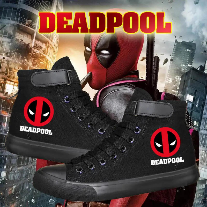 Marvel The Avengers Deadpool Peripheral Movie Spring and Autumn Creative High Top Canvas Casual All-match Flat Shoes Boys Gift