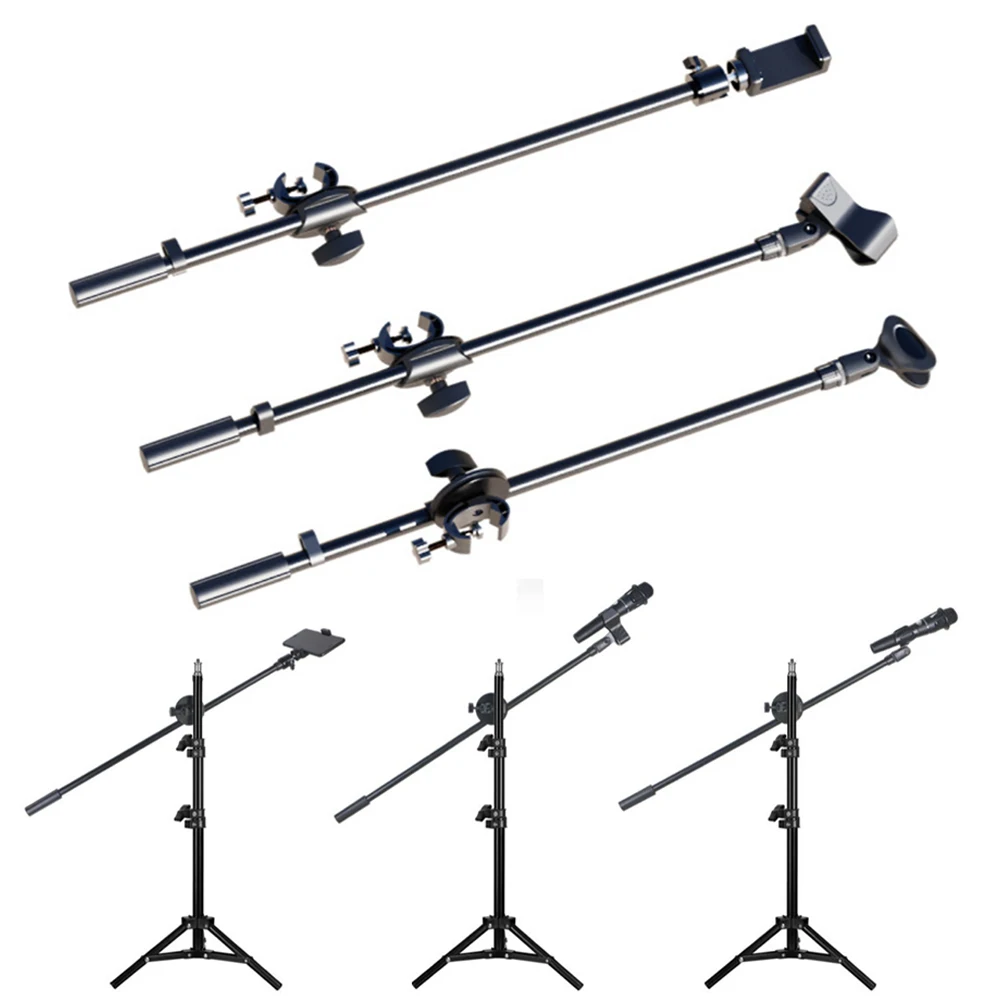 Rotating Microphone Stand Boom Arms Mic Clip Phone Holder Extension Bracket 55CM Cross Bar With 3/8 Thread