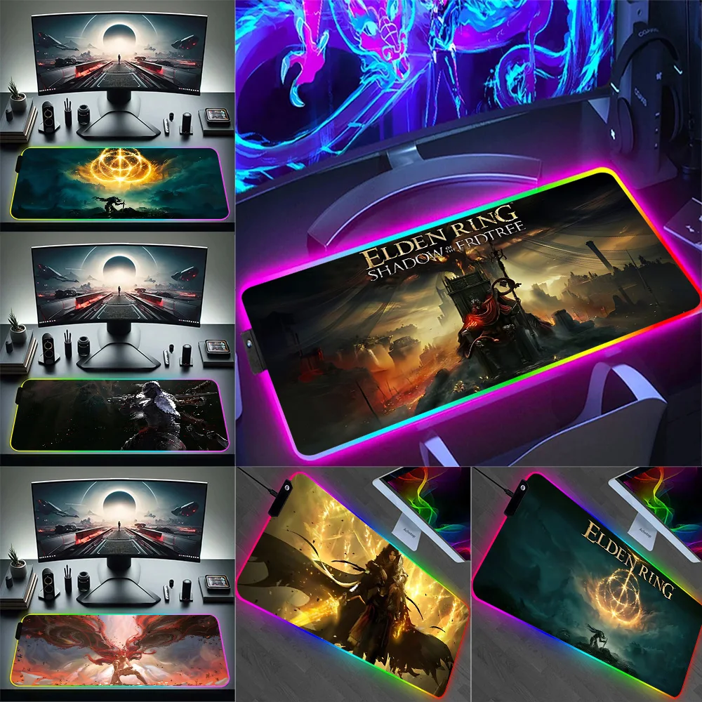 RGB Pc Gamer Keyboard Mouse Pad Mousepad LED E-eldens Rings Glowing Mouse Mats Rubber Gaming Computer Mausepad