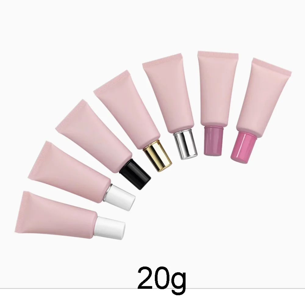 

20g Frosted Pink Squeeze Soft Tube 20ml Cosmetic Sunscreen Cream Foundation Lotion Sample Refillable Bottle Container Matte