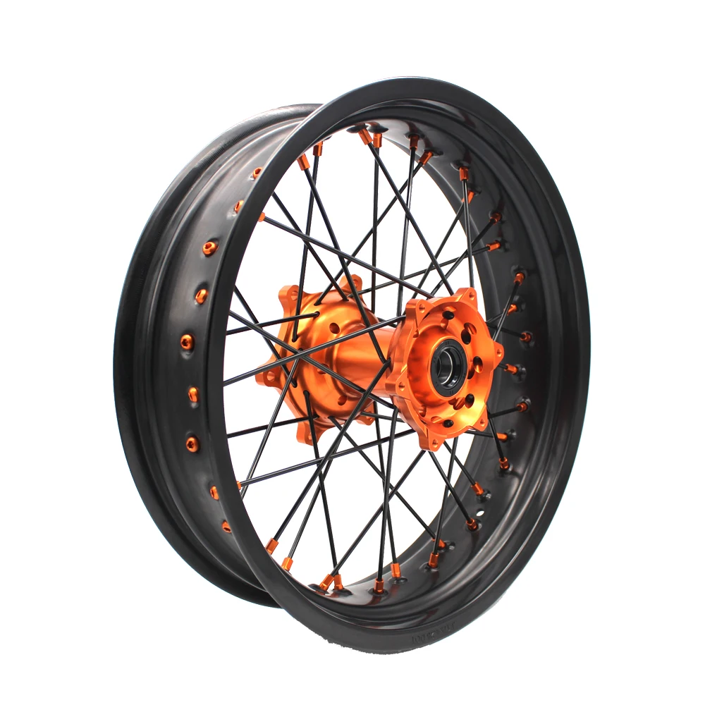 17 Inch 36 Spoke EXC SXF SX XC 125 250 350 450 Black Rim Orange HubRacing Motorcycle Wheels Set for