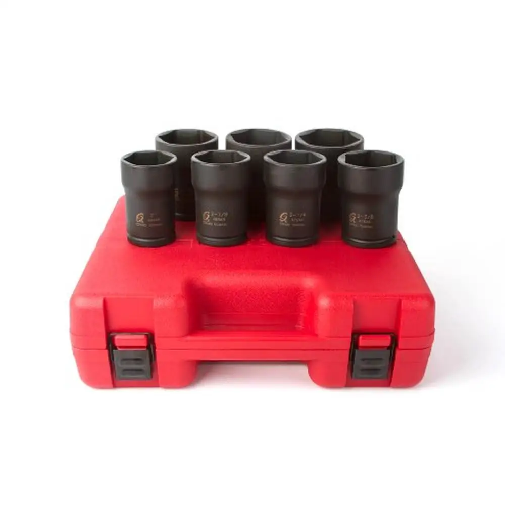

Truck Pinion Locknut Impact Socket Set 3/4" Drive 7 Piece Industrial Strength CR-MO Alloy Steel Double Latch Case SAE 2"-2-3/4"