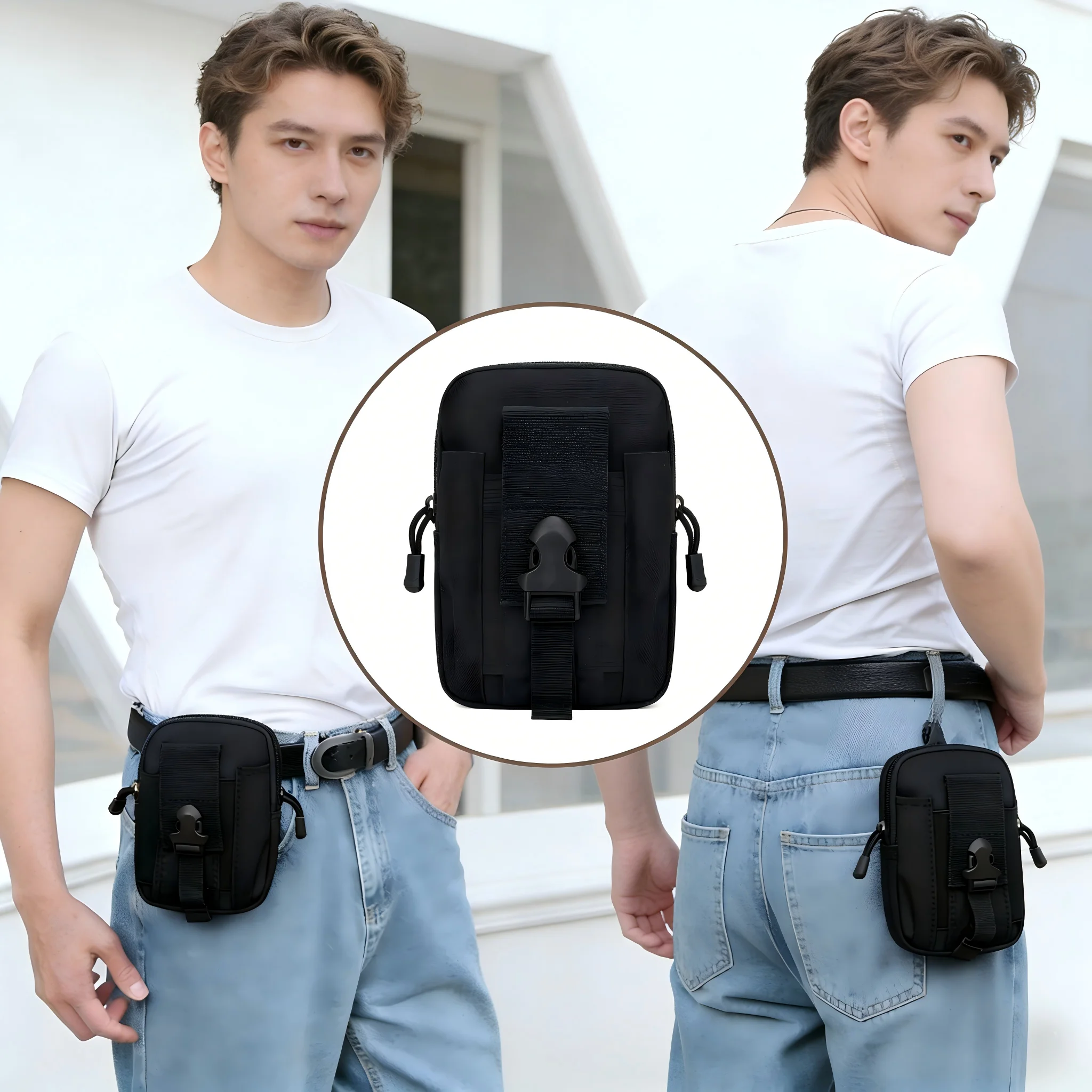 Tactical Molle Pouch Heavy Duty Waterproof Nylon Waist Bag with D-Ring Clip for Outdoor Camping