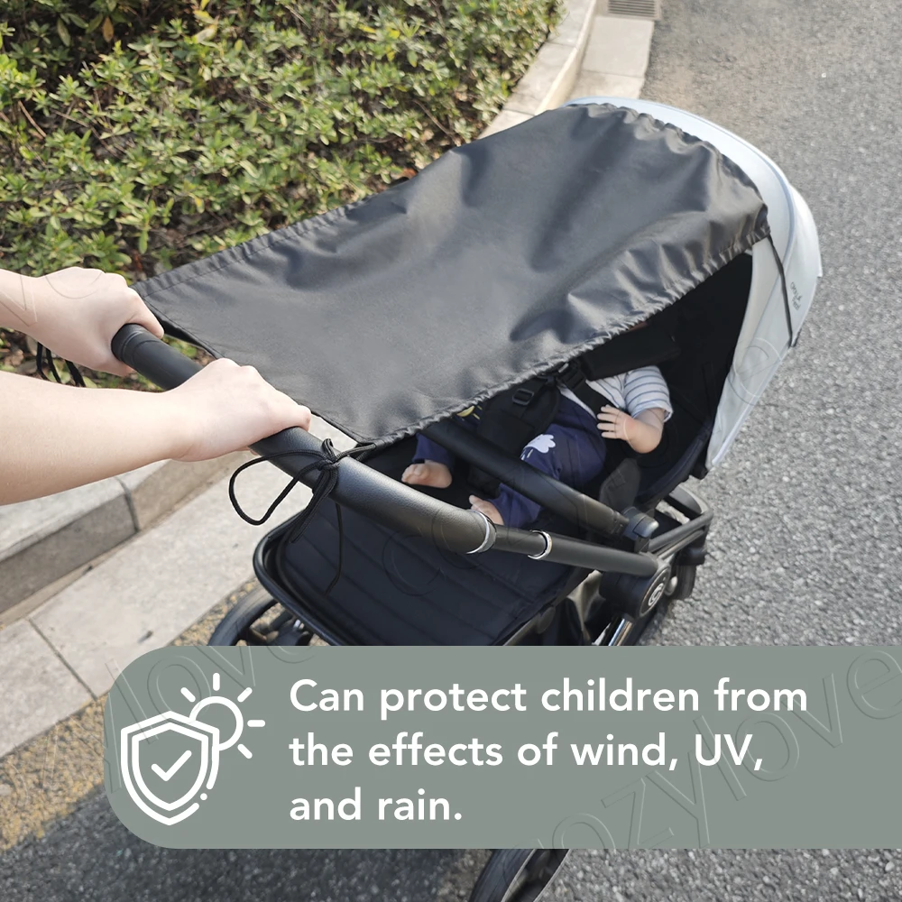 Universal Baby Stroller Sun Shade | UPF 50+ UV Protection Canopy, Windproof & Waterproof, Fits Most Strollers image 6
