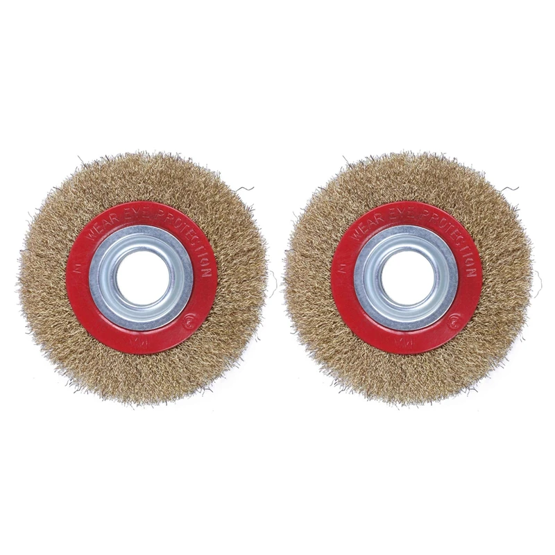 2X Wire Brush Wheel For Bench Grinder Polish + Reducers Adaptor Rings,6Inch 150Mm