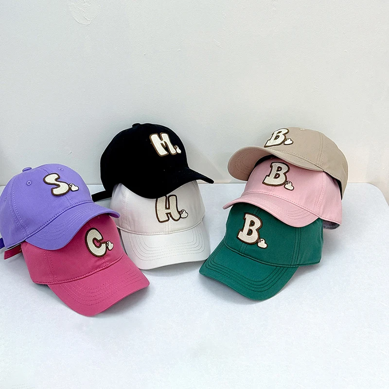 

B-Letter Kids Girl Baseball Cap 3-8year Children Solid Cotton Sun Protection Visors Fashion Baby Duck Tongue Hat Boys Peaked Hat
