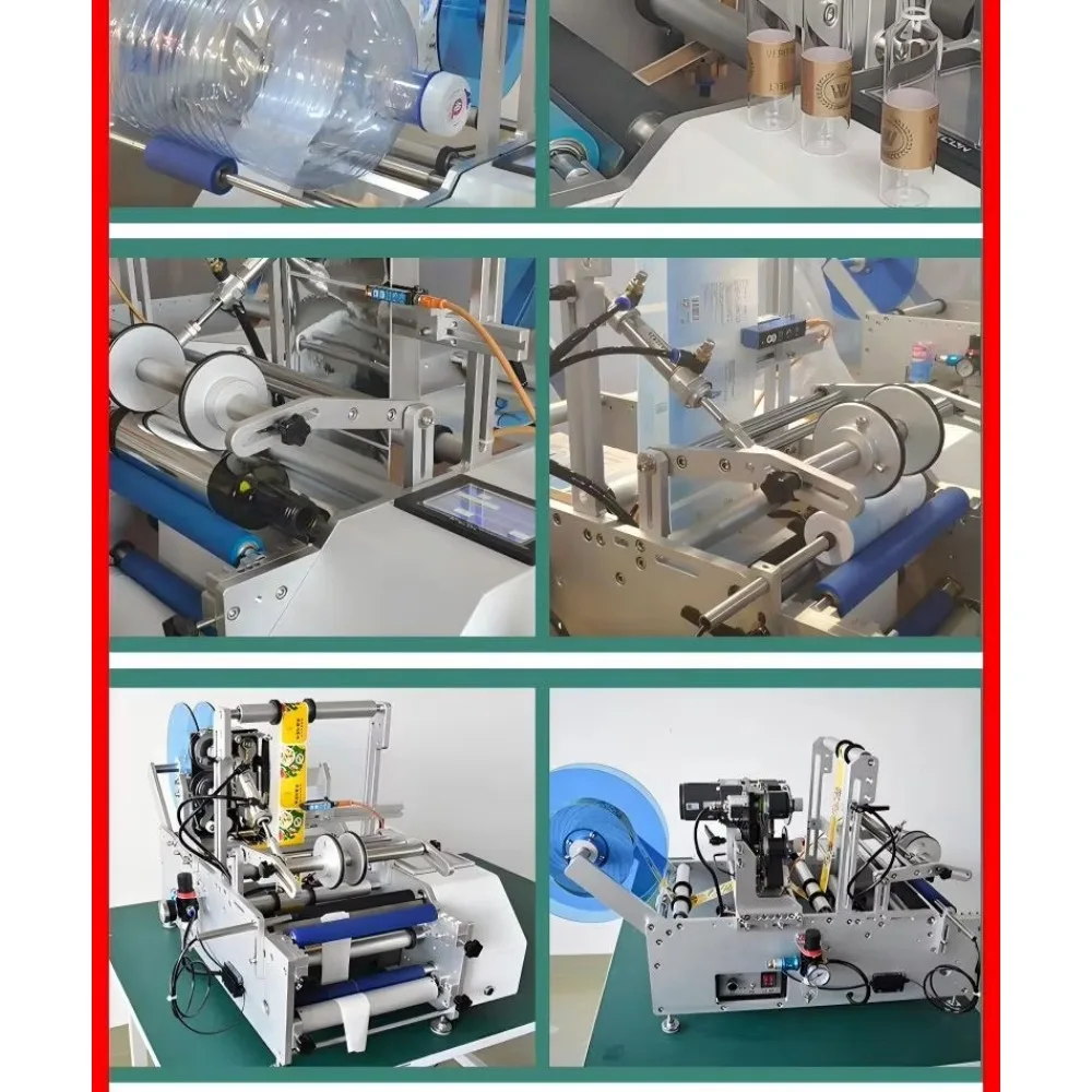Semi Automatic Desktop Round Bottle Sticker Label Applicator Machine for Glass Plastic Jar Can with Date Coder Printer Labeler