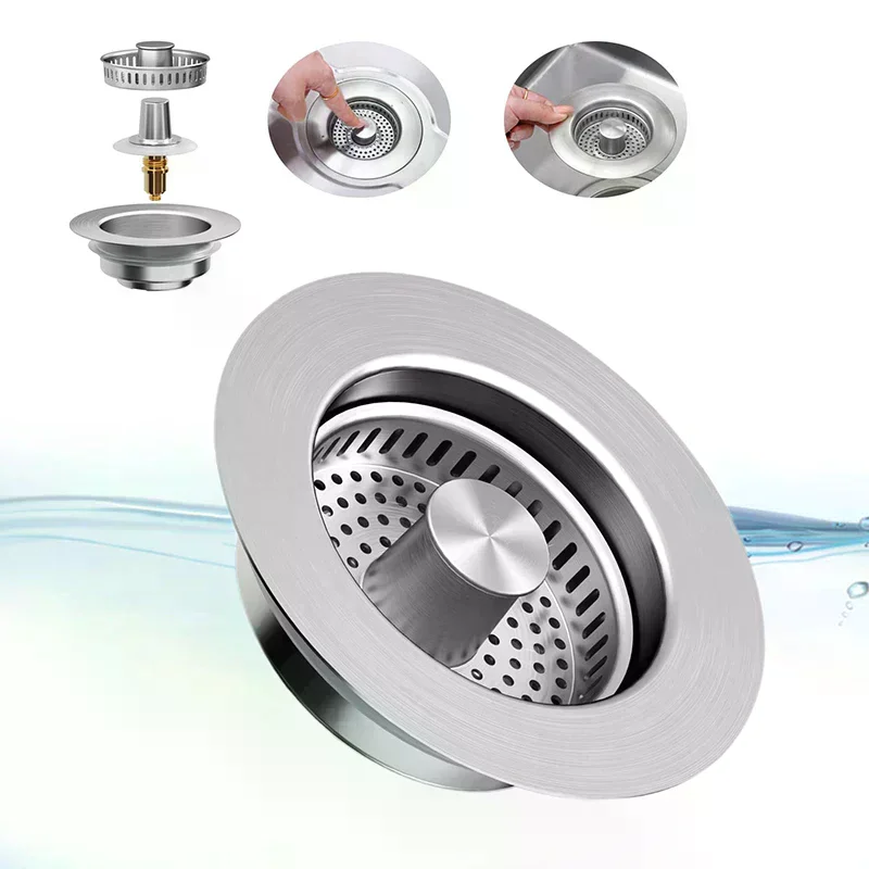 [MA]Upgraded 3 In 1 Kitchen Sink Drain Strainer,Anti-Clogging Sink Food Catcher Basket[MA]