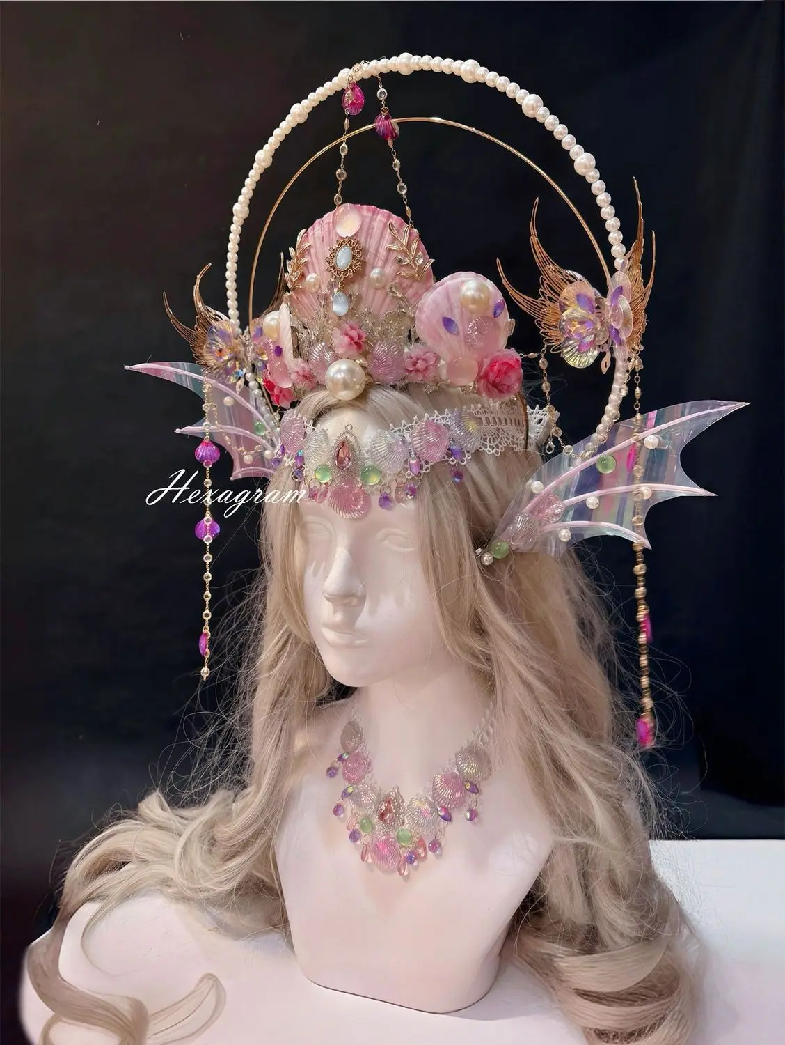 Mermaid Princess Pearl Shell Head Crown Ancient Style Hanfu Immortal Earrings Mermaid Props Photo Cosplay Props