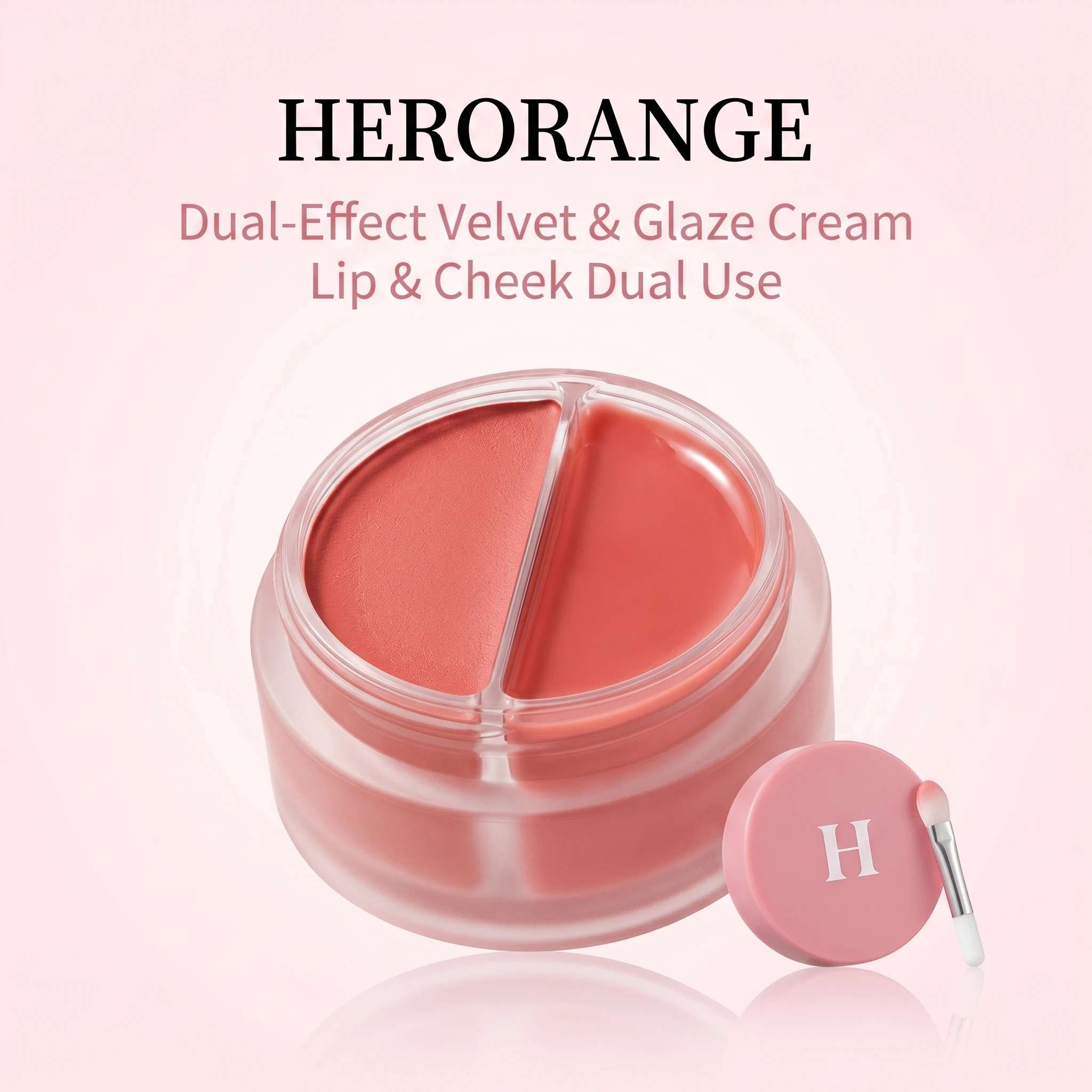 Bálsamo Labial y para Mejillas de Doble Uso Herorange, Textura Sedosa, Fácil de Difuminar, Se Puede Usar Tanto para Labios como para Mejillas, Ilumina e Mejora Instantáneamente la Complexión, Apto para Uso Diario y para Viajes