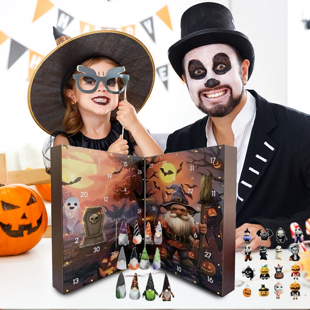 

2025 Halloween Advent Calendar with Dwarf Doll Figures Gnome Advent Surprise Countdown Calendar for Kids Adults Gifts 24/31PCS