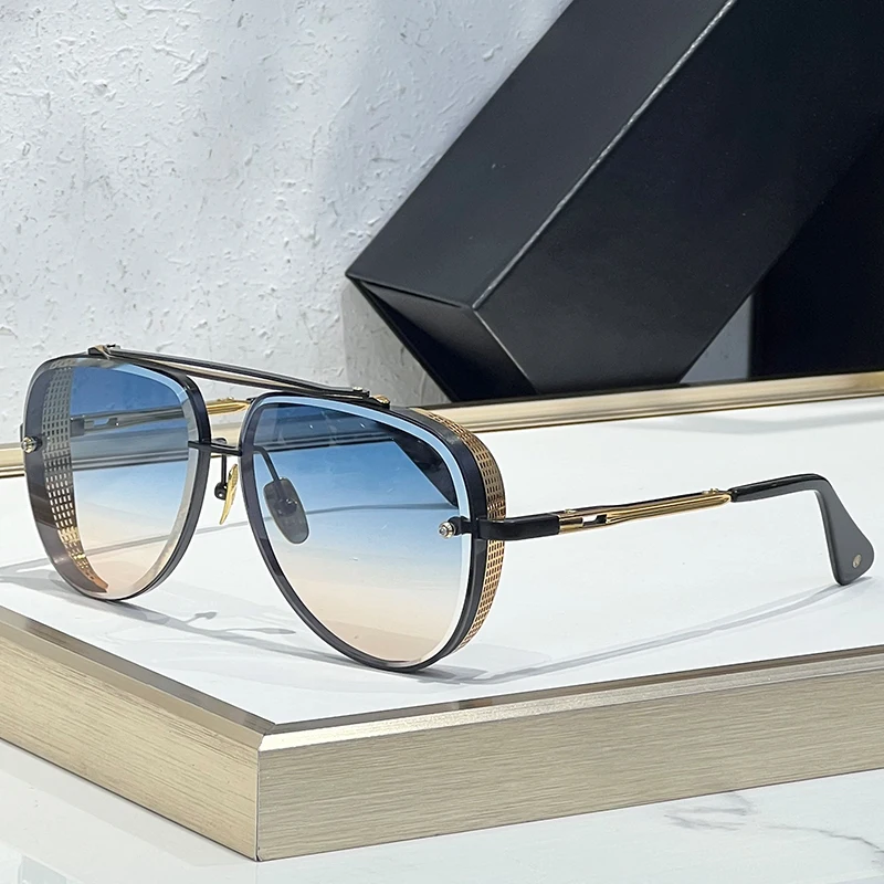 

MACH EIGHT Gradient Alloy Big Oval Double Bridge Sunglasses Men and Women High Quality Brand Designer UV400 Outdoor Eyeglasses