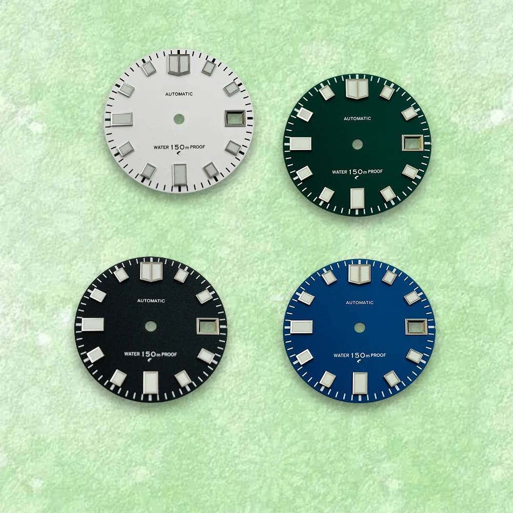 28.5mm S Logo Dial Suitable For NH35/NH36/4R/7S Japanese Automatic Movement Green Luminous Watch Modification Accessories