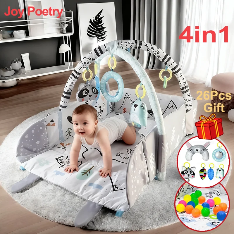

4in1 Baby Play Mat Thick Newborn Kids Activity Gym Crawling Blanket Infant Game Pad Fitness Carpet Early Education Toy Gift