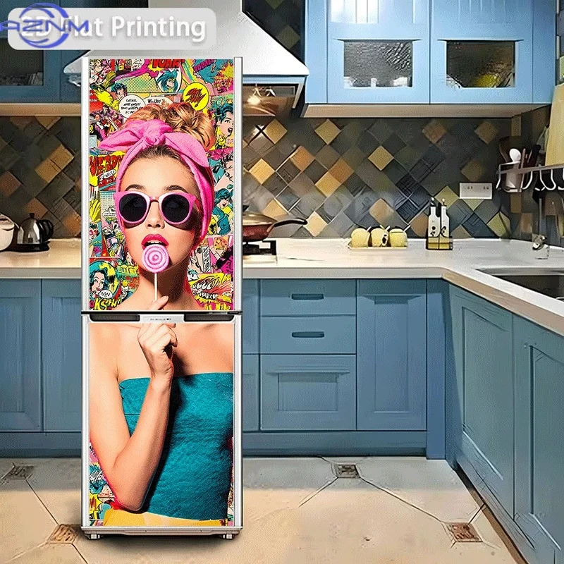 Refrigerator Sticker Sweet Cool Retro Style Pop Sweetheart Pink Trendy Girl Contrast Sweet Cool Girl Vintage Sweet Girl Theme
