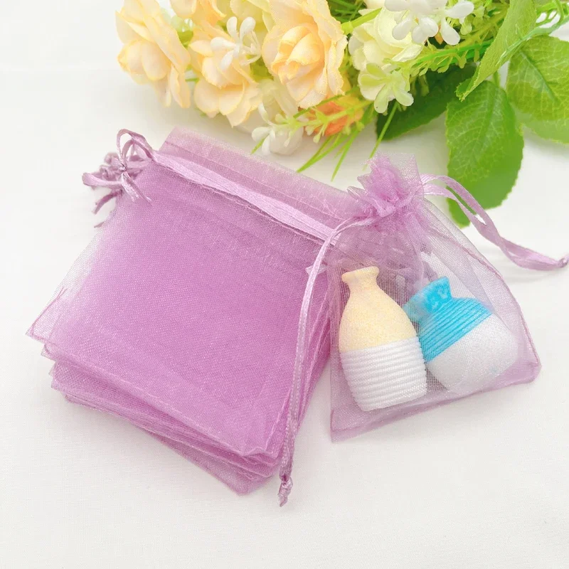

Bolsa-Red Snow Cyan Gift Bag, Wedding Packaging, Jewelry Drawstring Storage Bags, Organza Bag, Mesh Pouch, 100Pcs
