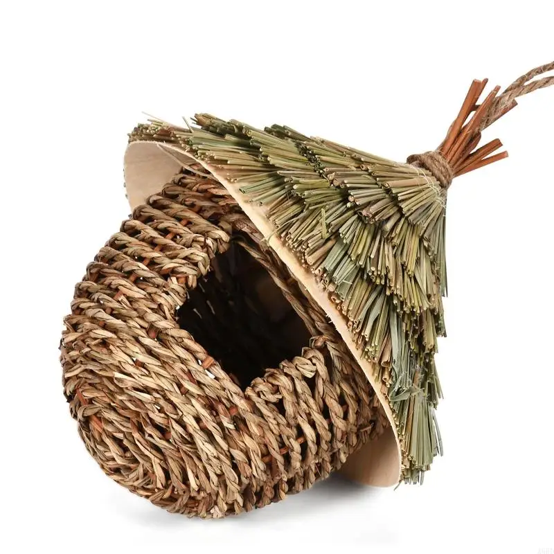 A6HD-casas tipo nido para loros colgantes tejidas, nido pájaros, jaula para pájaros, jaula para huevos, decoraciones para