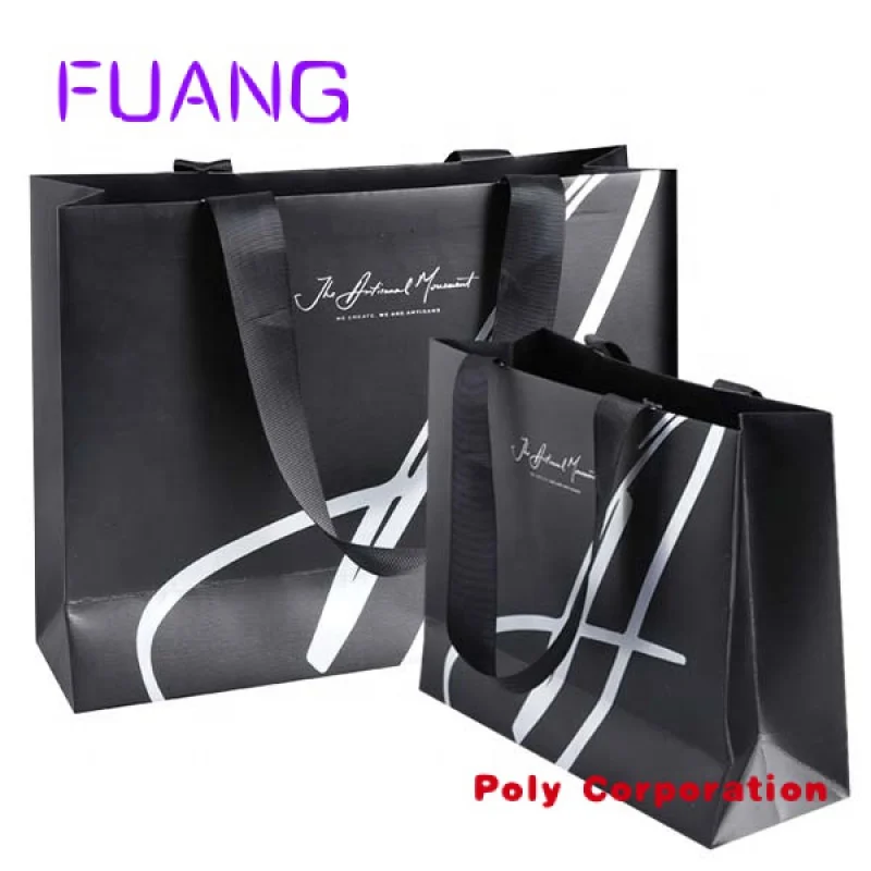 Custom  Luxury sac de course packing bag Custom logo gift bag glossy clothes branded retail shopping paper bags with rope handle