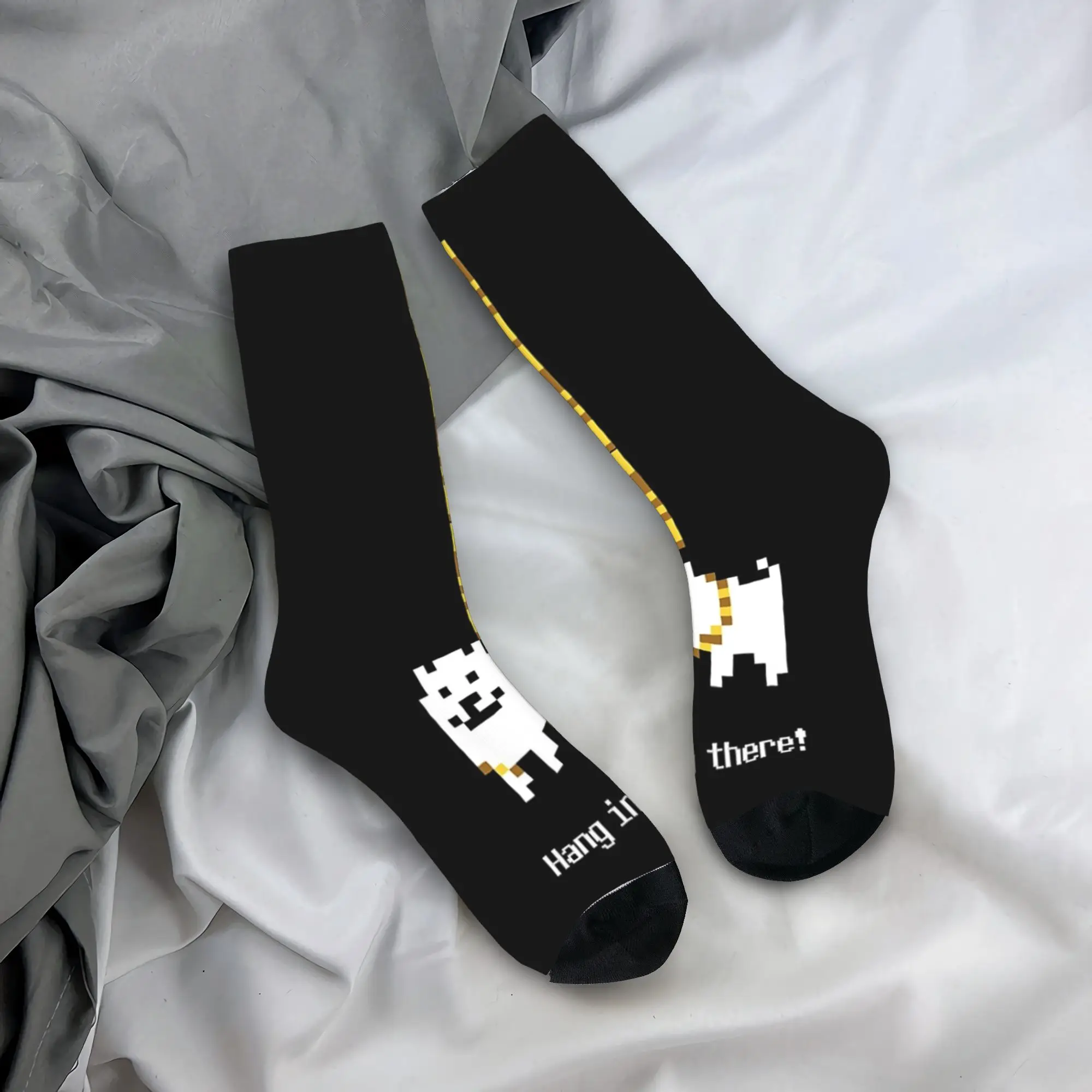 Undertale Dog Hang In There Socks Men Women Polyester Fashion  Socks Harajuku Spring Summer Autumn Winter Middle Tube Socks Gift