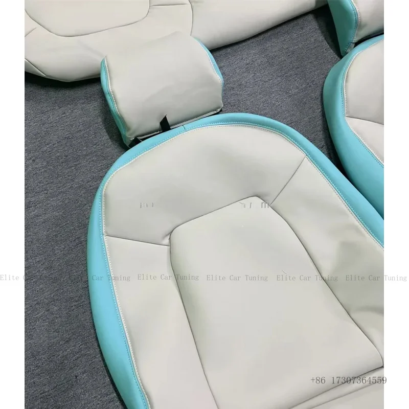 Tiffany Blue Diamond Pattern Full Set Leather Seat Cover for Benz G Class W463 W464 W465 Interior Kits Popular Style for G Wagon