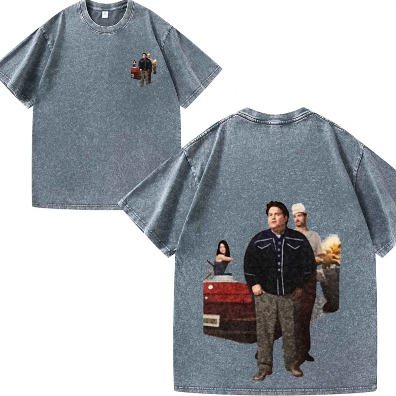 تي شيرت رجالي رمادي برنامج تلفزيوني مطبوع نمط كاجوال ملابس يومية صيفية عصرية تي شيرت علوي #4