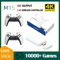 Consola de Juegos Portátil M15 Game Stick Mini TV, Más de 20000 Juegos Retro, Controles Inalámbricos, Videojuego con Salida HD de 64G, para Dos Jugadores, Compatible con PS1, etc.
