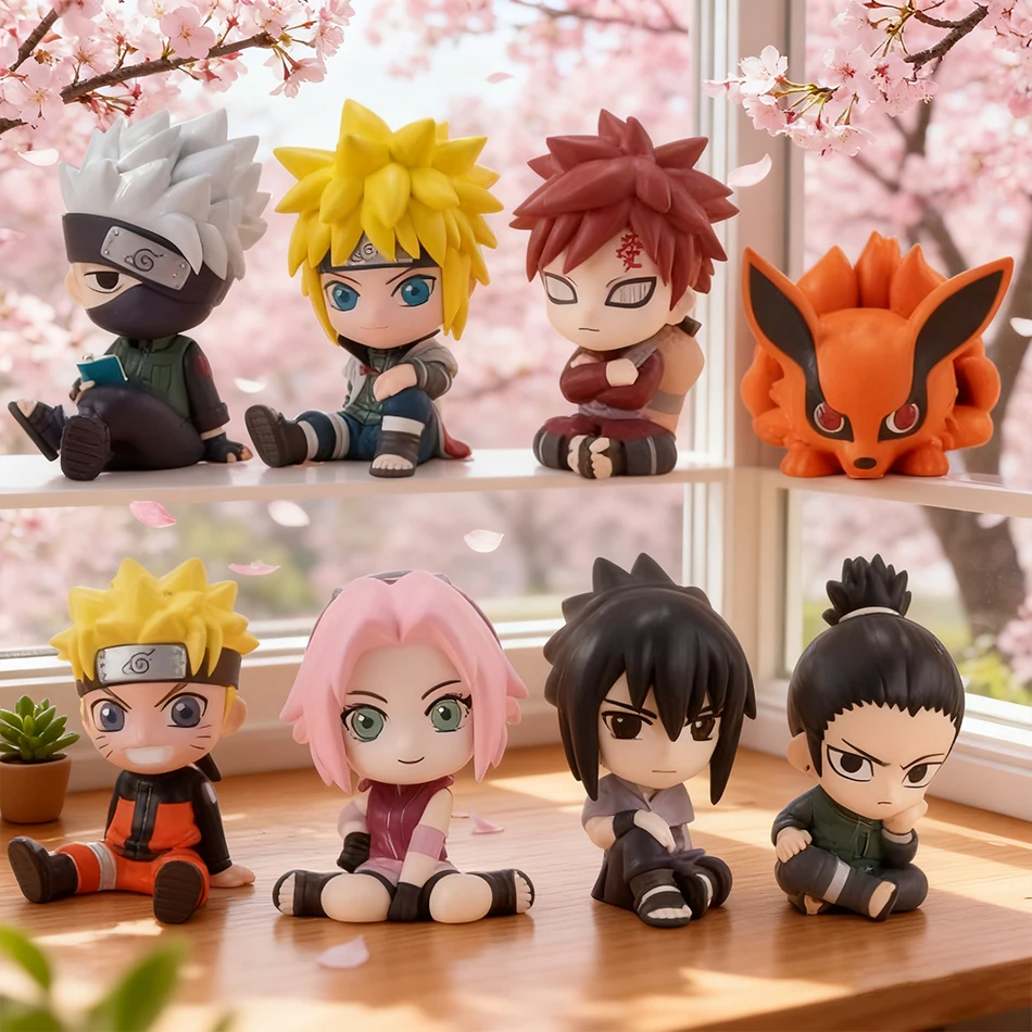 Set de 8 Figuras de Anime Naruto, Kakashi, Sasuke Uchiha, Itachi, Gaara, Haruno Sakura, Figuras de Acción Versión Q, Modelo de PVC, Juguetes para Niños, Regalo