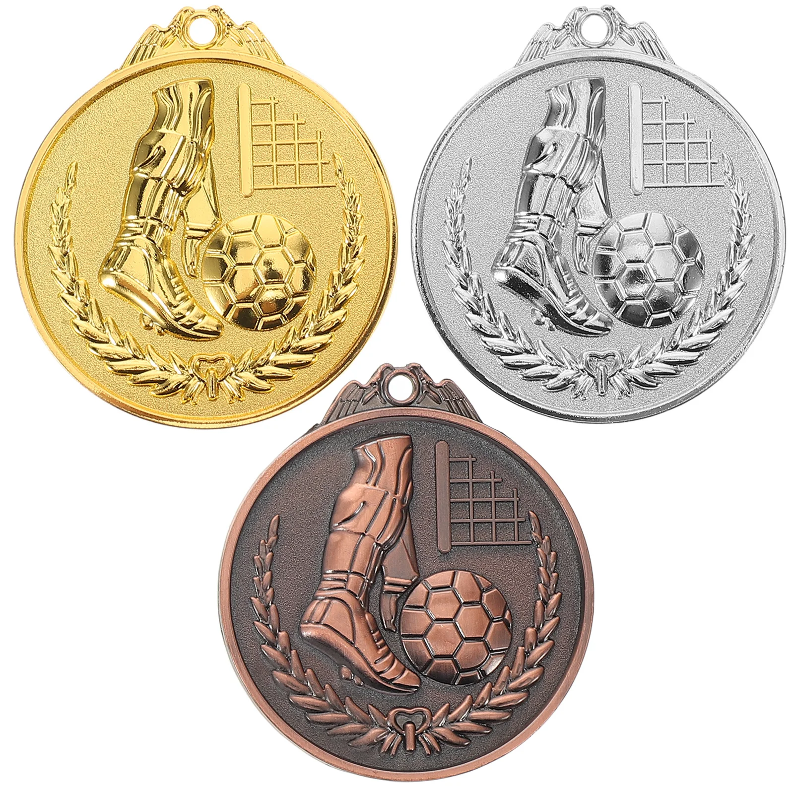 

3Pcs Zinc Alloy Gold Medals Soccer Football Awards Sports Prizes Winner Trophy for Kids Competitions School Rewarding Supply