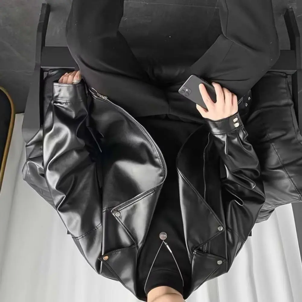 

Мужская куртка из искусственной кожи, куртка в мотоциклетном стиле, уличная свободная мотоциклетная одежда, кожаное мужское пальто из искусственной кожи, верхняя одежда