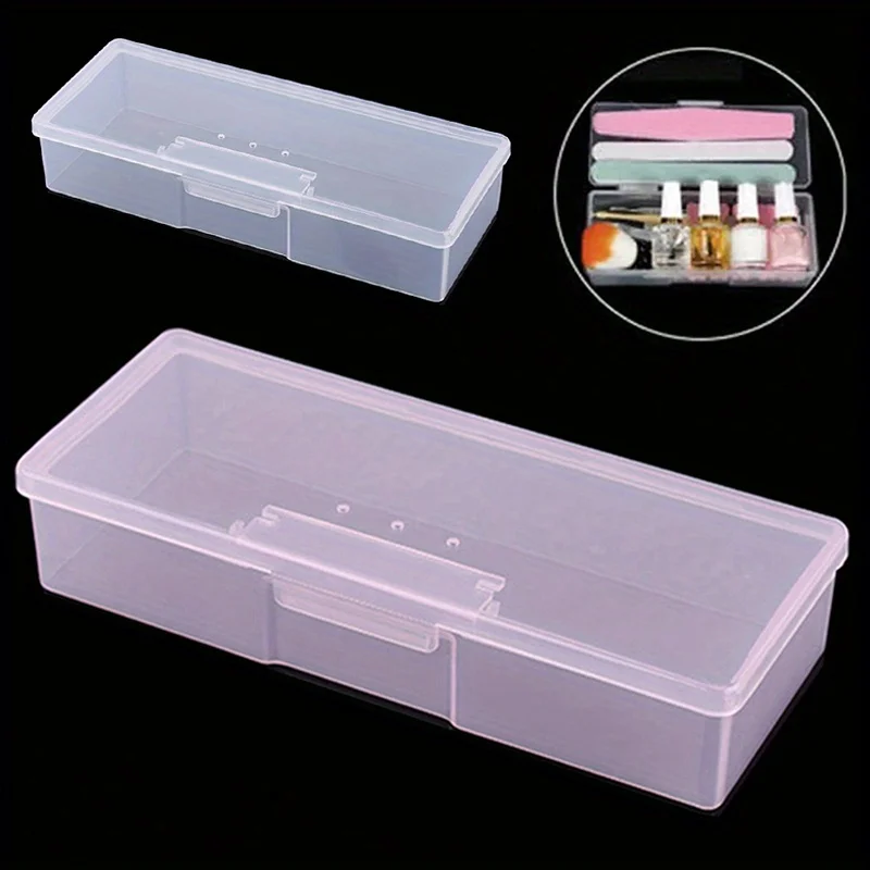 Nail Art Storage Box Nail Accessories Organizer Clear Cuboid Plastic Container Packaging Case For Pen Brush File Manicure Tools