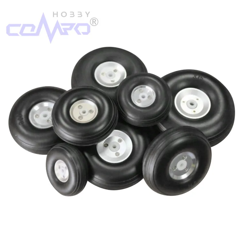 Roues de train d'atterrissage en PU, 2 pièces/1 pièce, pneus, moyeu en aluminium pour modèle d'avion RC à aile fixe, accessoires de remplacement