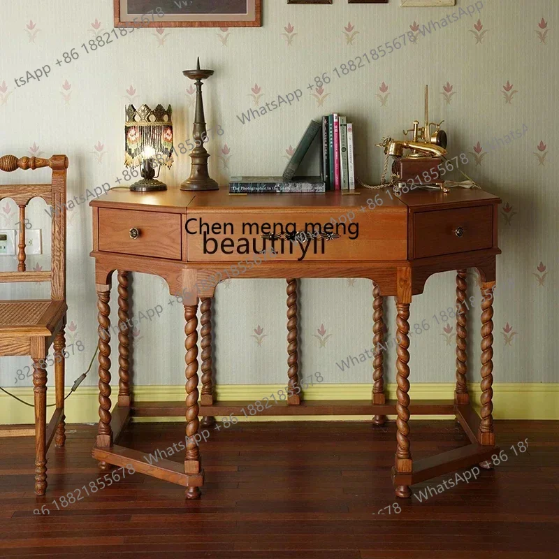 SS new style ss7486 French retro solid wood dresser medieval flip cover storage makeup tabless 7486