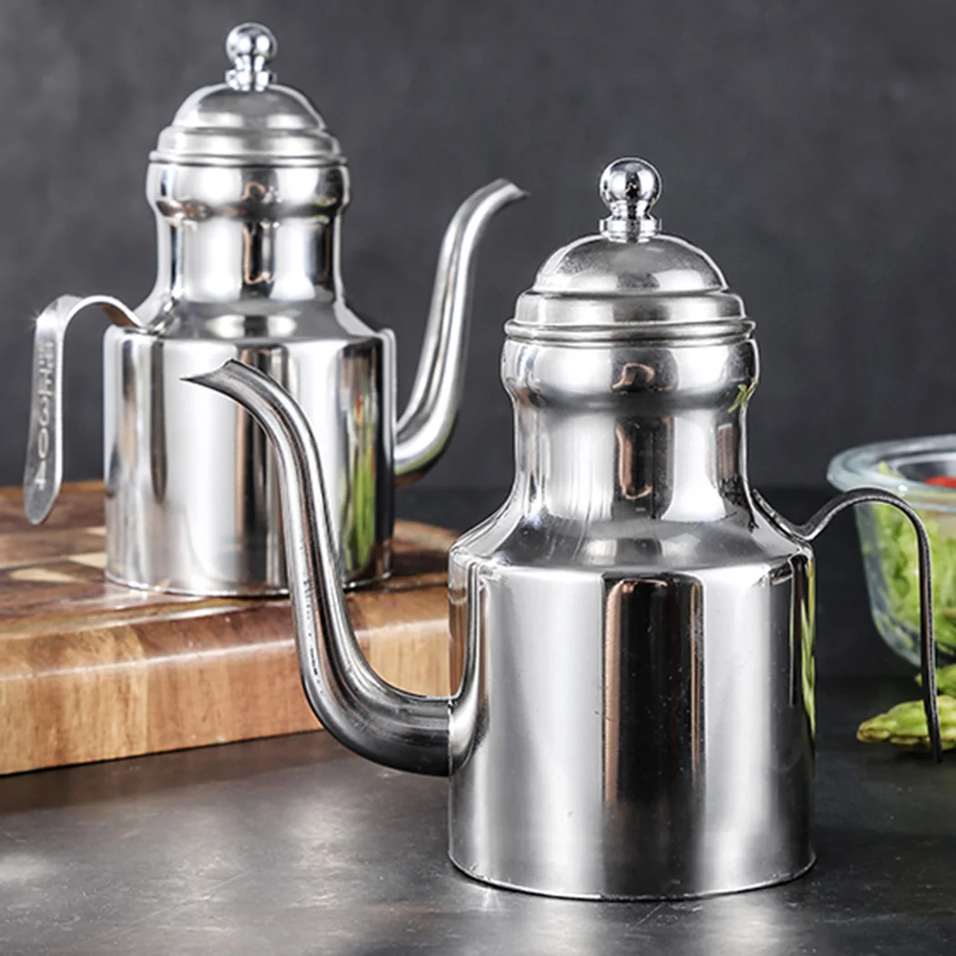Home Oil Vinegar Dispenser Household Jug Kitchen Silver Stainless Steel 1pc Vinegar 310ML Dispenser Oil Olive Pot