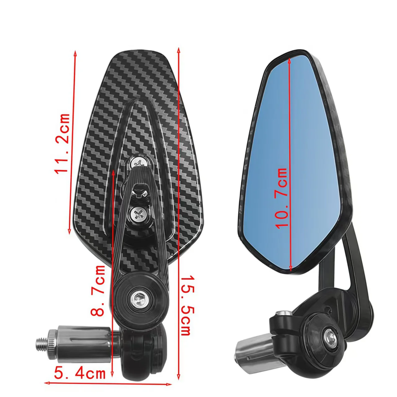 Universal Aluminum Rearview Mirror For Motorcycle Handlebar Mirror Carbon Fiber Pattern Anti Glare Blue Glass Side Mirror