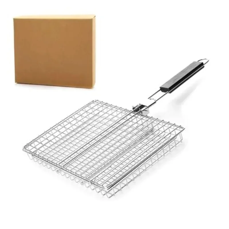 Portable  Metal iron Folding Grill Basket BBQ Grill Basket With Handle for Fish Vegetables Shrimp Cook Accessories Outdoor image 6