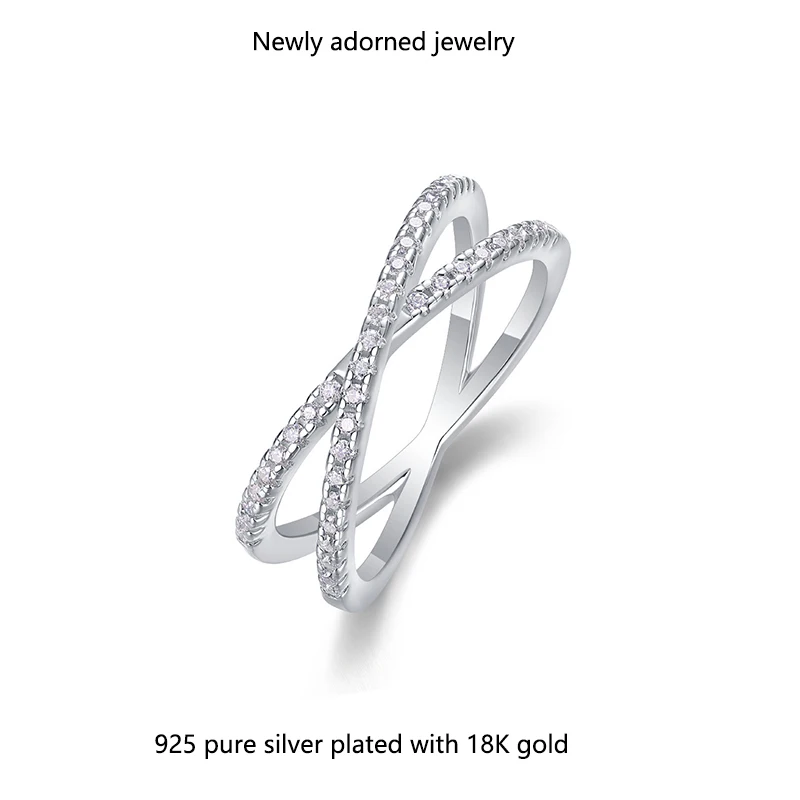 

S925 sterling silver meticulously crafted moissanite cross X-row ring, fashionable index finger ring for women, sister rings