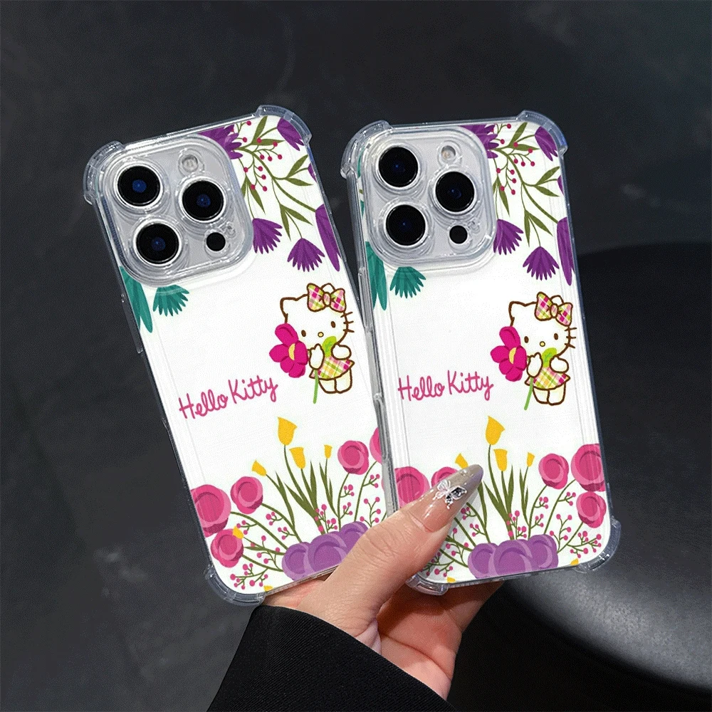 Przezroczyste etui na telefon Sanrio do iPhone 15 Pro Max, iPhone 16/15/14/13/12/11/x/xs/xs Max, miękkie etui na telefon dla kobiet, Hellokitty Fashion