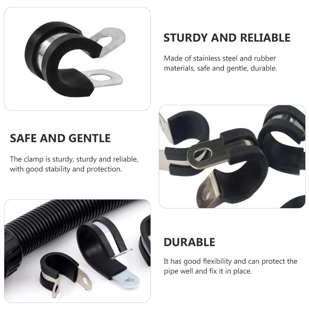 

10pcs Stainless Steel Rubber Hose Clamp For Cable Tube Wiring Racking Line Management Repair Mounting Hardware Clamp Kit