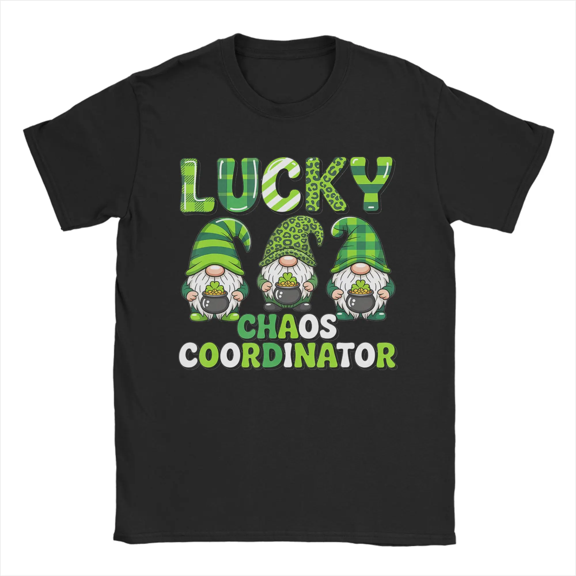 St Patricks Day Lucky Shamrock Leopard Gnomes Irish Women T Shirt Summer   T-Shirts Adult 100% Cotton O-Neck 4XL 5XL 6XL Top