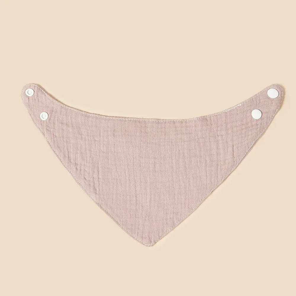 Baby Feeding Drool Bibs Saliva Towel Triangle Solid Color Scarf Bandana Soft Cotton Bib Adjustable Snap Button Burp Cloth